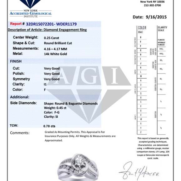 0.70 Carat F-I1 Natural Diamond Engagement Ring - Picture 5 of 5